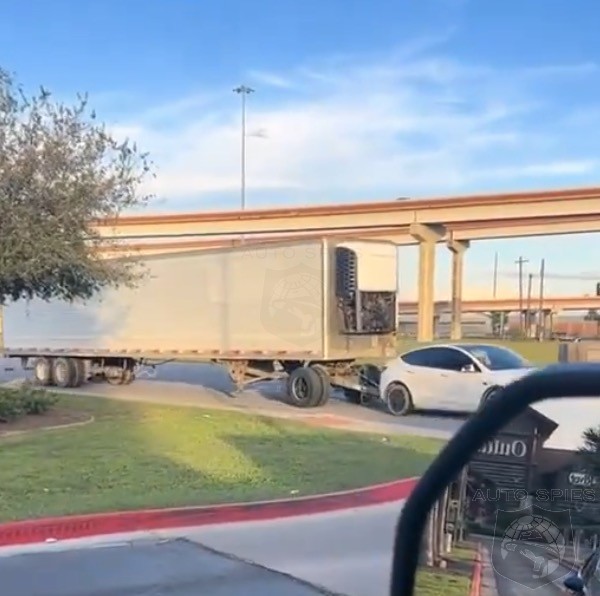 WATCH: TikToker Catches A Model Y Towing A Semi Trailer